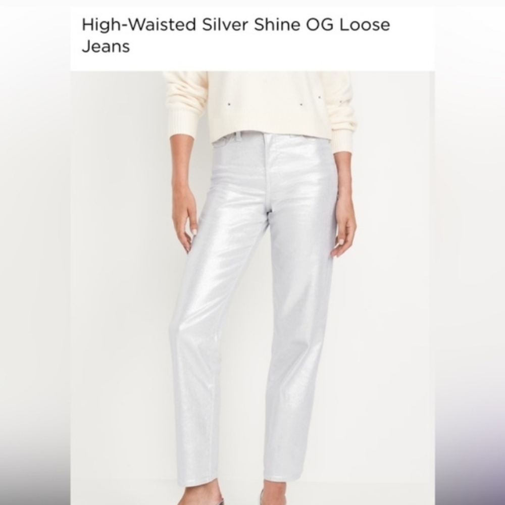 High-Waisted Silver Shine OG Loose Jeans